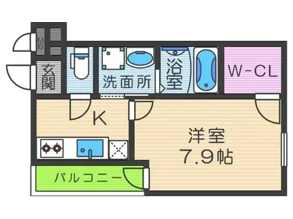 クラウド昭和町(1K/1階)の間取り写真