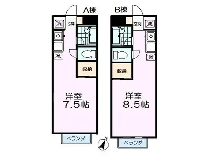 2階デザインリフォームサンシティ春日A棟(1K/2階)の間取り写真