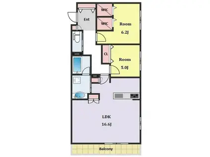 アチェーロ駒沢大学(2LDK/2階)の間取り写真