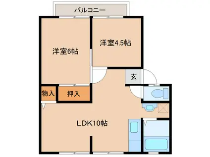 ハイツミルキーウェイ A棟(2LDK/2階)の間取り写真