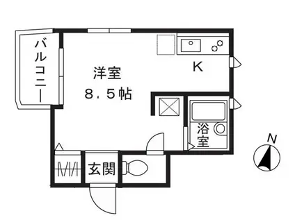 フラワー順(ワンルーム/2階)の間取り写真