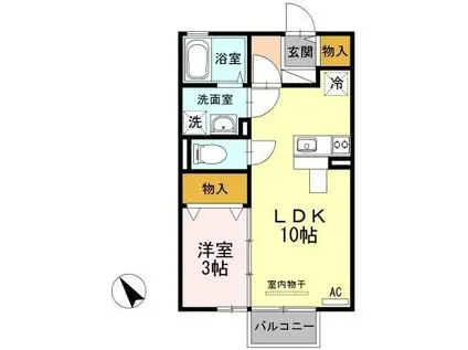 コンソラーレ矢原(1LDK/2階)の間取り写真