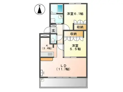 フォレストヴィラ長良(2LDK/3階)の間取り写真