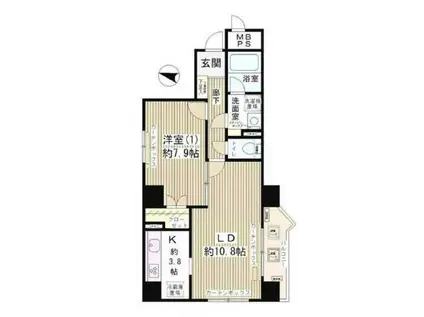 ハイクラッセ日本橋浜町(1LDK/2階)の間取り写真