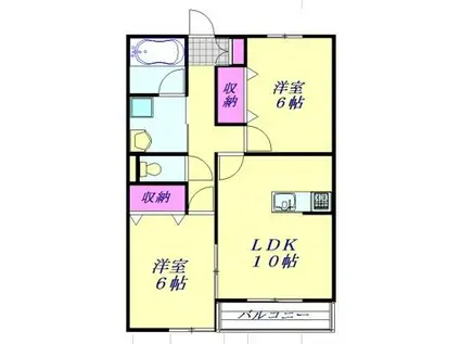 T SタウンII(2LDK/2階)の間取り写真