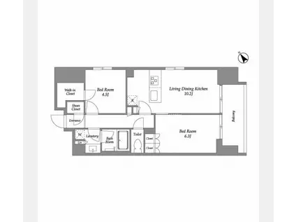 シーズンフラッツ大森西(2LDK/6階)の間取り写真