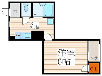 LEAF GARDEN東久留米(1K/2階)の間取り写真