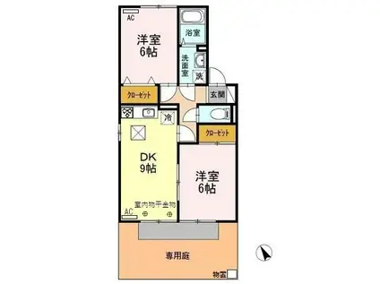 ヴィラグレイスII(2DK/1階)の間取り写真