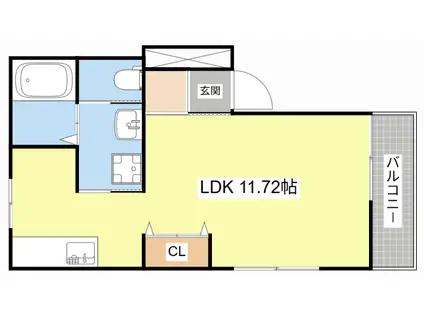 FLAT城山(ワンルーム/1階)の間取り写真