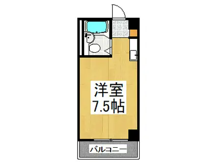 都営大江戸線 勝どき駅 徒歩2分 エアコン付 最上階(ワンルーム/15階)の間取り写真