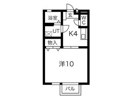 エミネンスB棟(1K/2階)の間取り写真