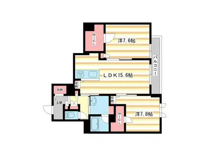 シャーメゾン西大寺南(2LDK/3階)の間取り写真