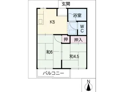 コーポ青池(2K/2階)の間取り写真
