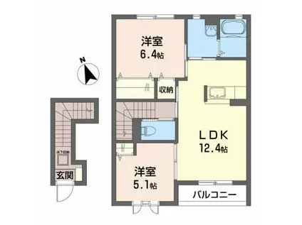 グランパルクK2(2LDK/2階)の間取り写真