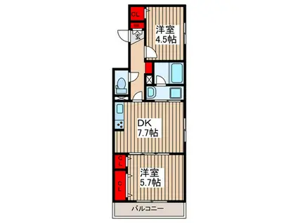 ハイムモコ(2DK/3階)の間取り写真