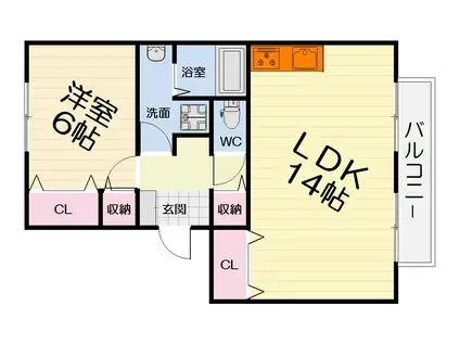 レストハイツ旭(1LDK/2階)の間取り写真