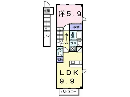 アベニューみなみ(1LDK/2階)の間取り写真