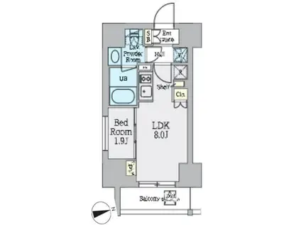 クレストコート上野(1LDK/11階)の間取り写真