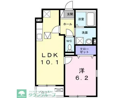 ウエストサイド(1LDK/1階)の間取り写真