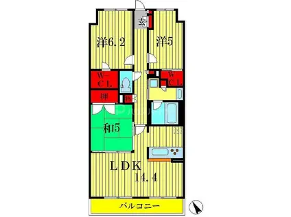 クレストフォルム柏サウスウィング(3LDK/5階)の間取り写真