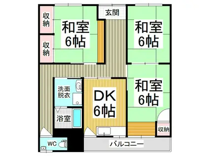ワールドアパート(3DK/2階)の間取り写真