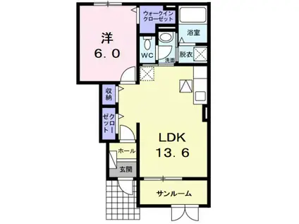 スペーシア(1LDK/1階)の間取り写真