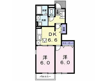 グリーンゲイブルスB(2DK/1階)の間取り写真