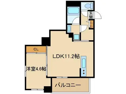 KYビル(1LDK/10階)の間取り写真