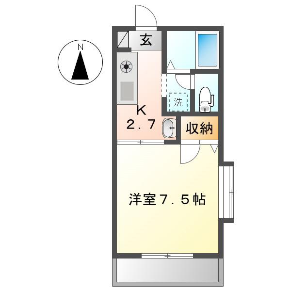 ノースヴェレッジA棟(1K/1階)の間取り写真