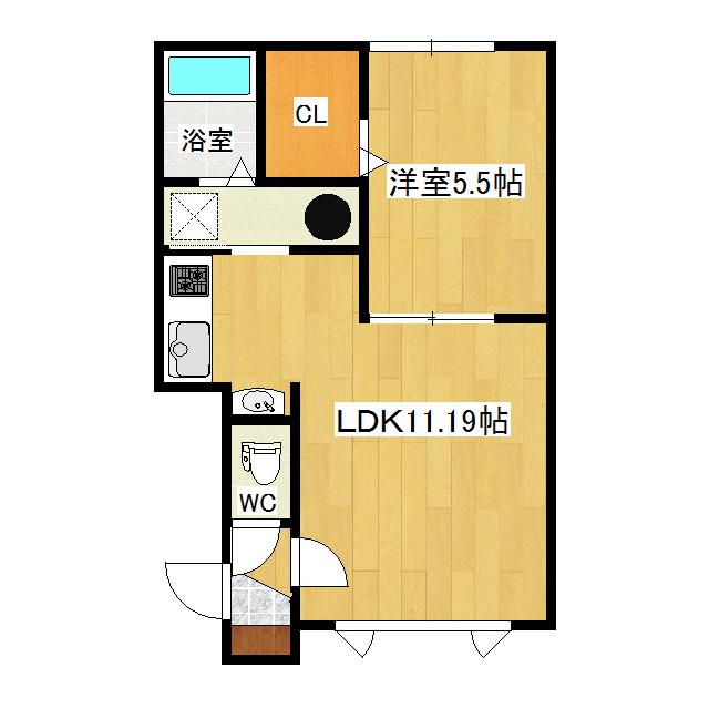 COLLINA LUCE(1LDK/1階)の間取り写真