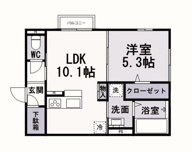 MORE PLUS 砂津(1LDK/2階)の間取り写真