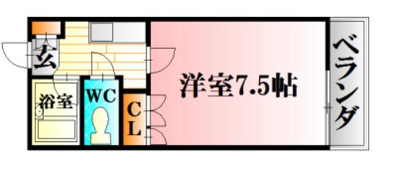 レジデンス山口(1K/2階)の間取り写真