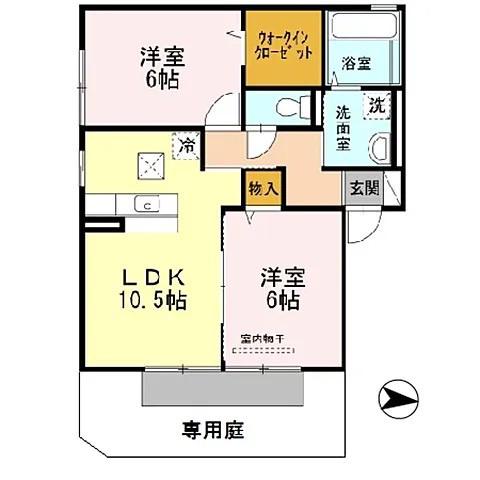 ウィット N(2LDK/1階)の間取り写真