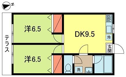 ＪＲ中央線 阿佐ケ谷駅 徒歩8分 2階建 築27年(2DK/1階)の間取り写真