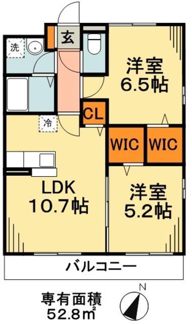 コンフォール瑞江 V(2LDK/2階)の間取り写真