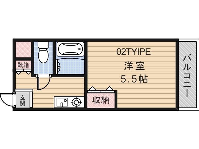 アミティカジュアル(1K/2階)の間取り写真