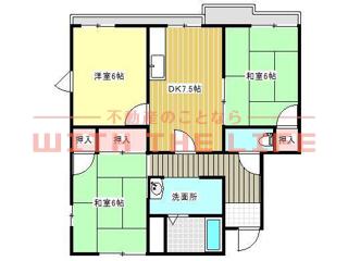 タウニ国分B棟(3DK/2階)の間取り写真