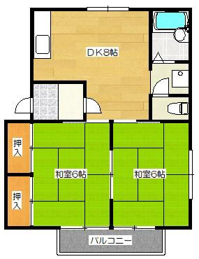 アピア560KI(2DK/2階)の間取り写真