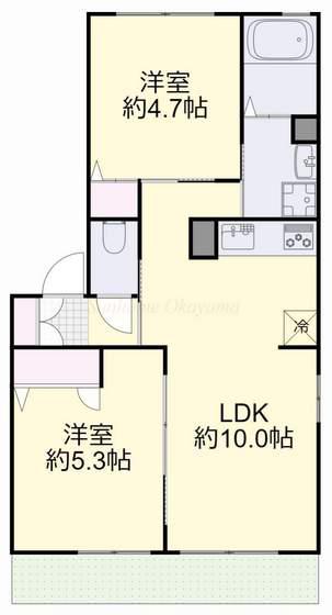 レトア桜が丘II(2LDK/1階)の間取り写真