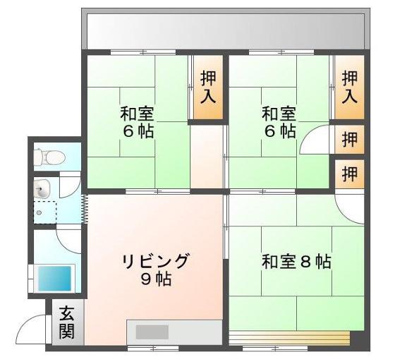 コーポ博(3DK/3階)の間取り写真