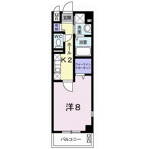 セレノアロッジオV(1K/2階)の間取り写真
