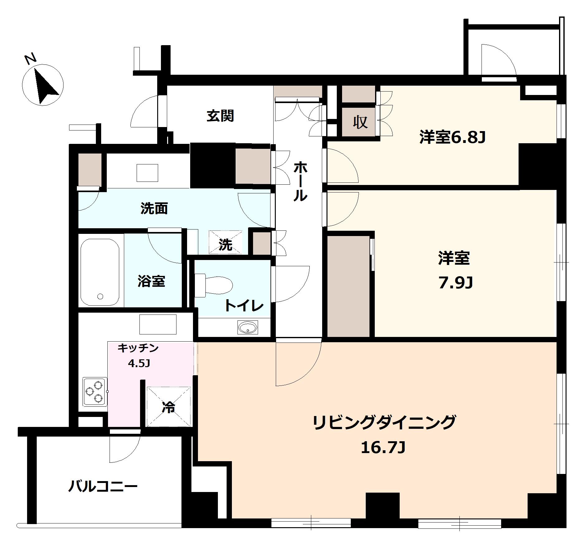 南青山パークハウスWESLEY CENTER(2LDK/5階)の間取り写真