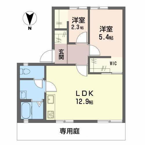 ディアス北村(2LDK/1階)の間取り写真