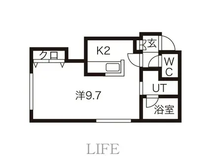 メリディアン(1DK/3階)の間取り写真