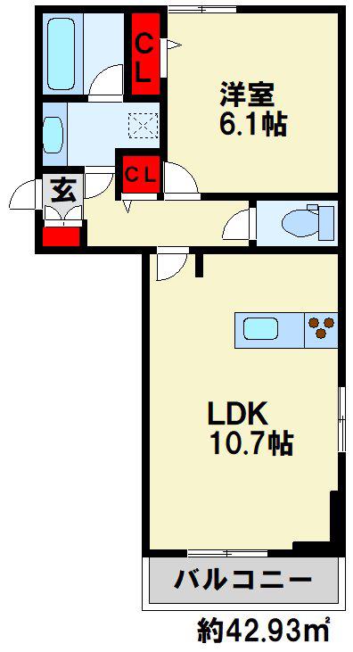 NEST PIECE 原町(1LDK/2階)の間取り写真
