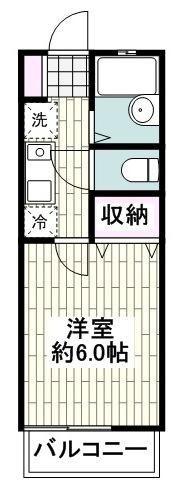 サンカレッジ六会(1K/2階)の間取り写真