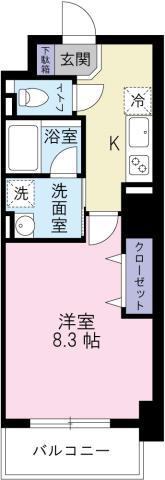 Kクレスト大道(1K/3階)の間取り写真