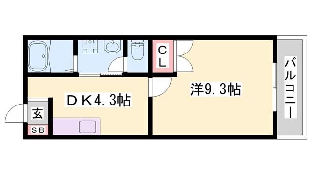 アネックス藤(1DK/1階)の間取り写真
