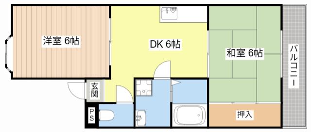 ファミールヤマザキ(2DK/2階)の間取り写真