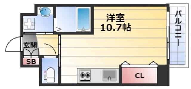 DOLCE VITA 新大阪(ワンルーム/4階)の間取り写真